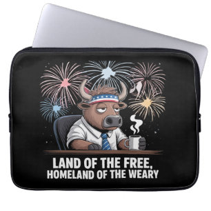 Rolig Patriotisk Buffel Trött Kontorsarbetare Laptop Fodral