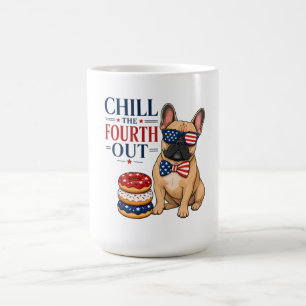 Rolig patriotisk fransmannakull lugna ner på fjärd kaffemugg