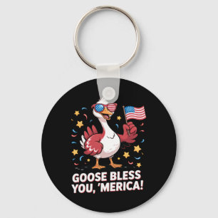 Rolig Patriotisk Gås Gud Välsigne Dig ‘merica Usa Nyckelring