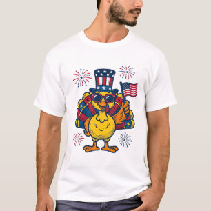 Rolig Patriotisk Kalkon Fyrverkerier Vintage Tröja