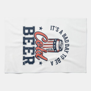 Rolig Patriotisk Kall Öl Vintage Vector T-Shirt De Kökshandduk