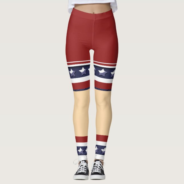 Rolig patriotisk kortsockaamerikan leggings (Framsida)
