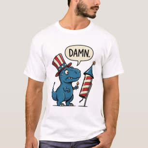 Rolig Patriotisk T-Rex Fyrverkeri Tröja Design_1