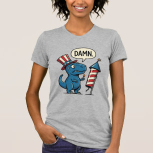 Rolig Patriotisk T-Rex Fyrverkeri Tröja Design_1