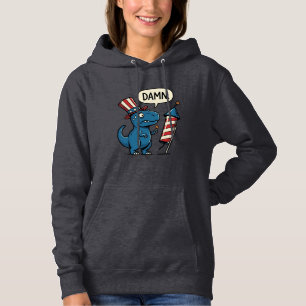 Rolig Patriotisk T-Rex Fyrverkeri Tröja Design_1