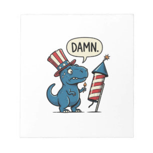 Rolig Patriotisk T-Rex Fyrverkeri Tröja Design_1 Anteckningsblock