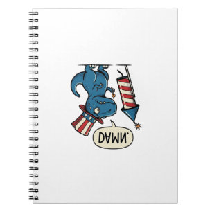 Rolig Patriotisk T-Rex Fyrverkeri Tröja Design_1 Anteckningsbok