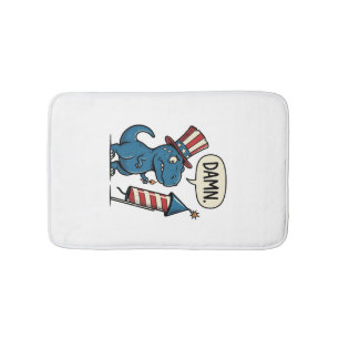 Rolig Patriotisk T-Rex Fyrverkeri Tröja Design_1 Badrumsmatta