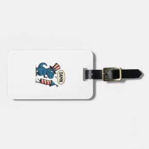 Rolig Patriotisk T-Rex Fyrverkeri Tröja Design_1 Bagagebricka