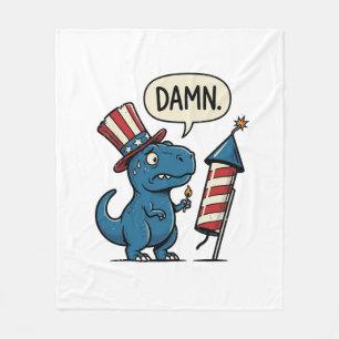 Rolig Patriotisk T-Rex Fyrverkeri Tröja Design_1 Fleecefilt