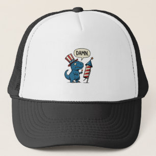 Rolig Patriotisk T-Rex Fyrverkeri Tröja Design_1 Keps
