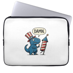 Rolig Patriotisk T-Rex Fyrverkeri Tröja Design_1 Laptop Fodral
