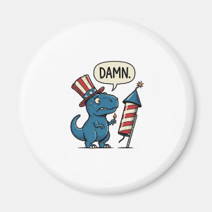 Rolig Patriotisk T-Rex Fyrverkeri Tröja Design_1 Magnet