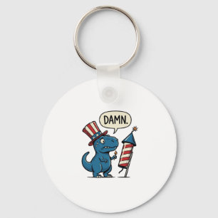 Rolig Patriotisk T-Rex Fyrverkeri Tröja Design_1 Nyckelring