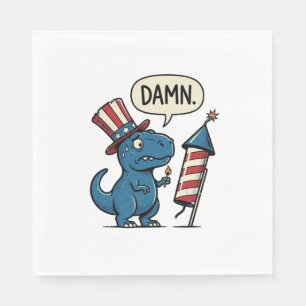 Rolig Patriotisk T-Rex Fyrverkeri Tröja Design_1 Pappersservett