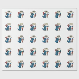 Rolig Patriotisk T-Rex Fyrverkeri Tröja Design_1 Presentpapper