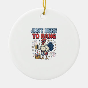 Rolig Patriotisk Tupp Fyrverkeri Öl Tröja Desig Julgransprydnad Keramik
