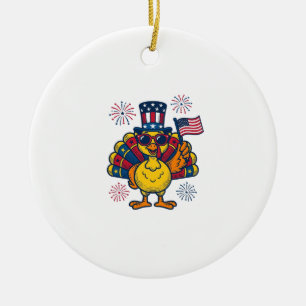 Rolig Patriotisk Turkiet Fyrverkerier Vintage T-Sh Julgransprydnad Keramik