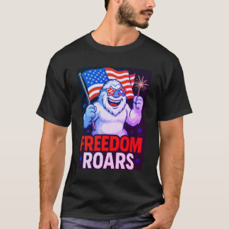 Rolig patriotisk Yeti ”FRAMGÅNG BRÖLAR” 4:e juli T Shirt
