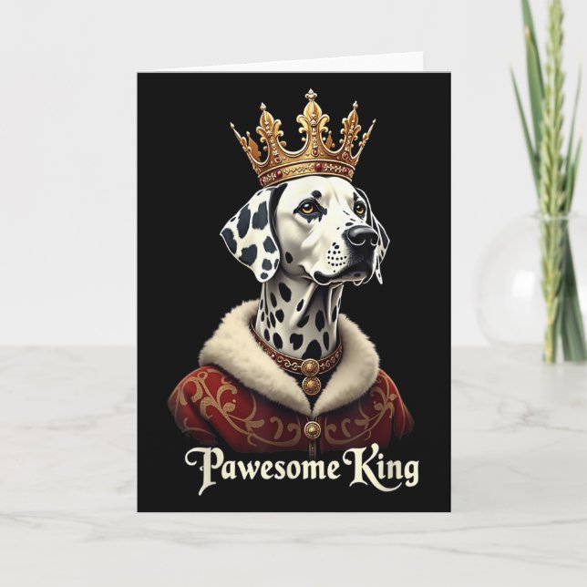 Rolig Pawesome Dalmatian Kung Hund Kärran Konst  Kort (Framsida)