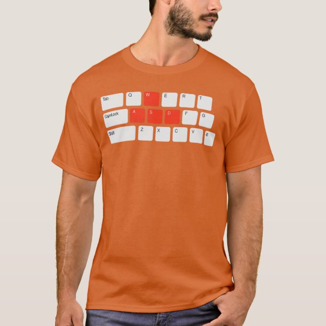 Rolig PC-videospelare WASD Gamingees pojke T Shirt (Framsida)