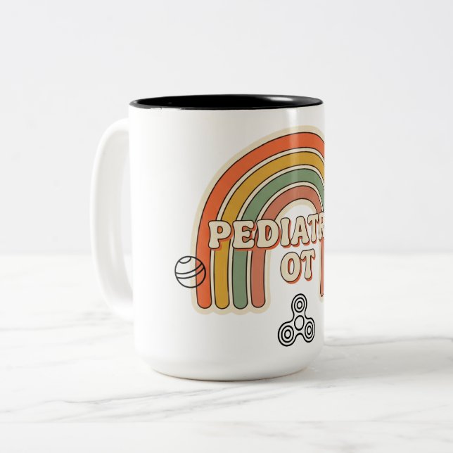 Rolig Pediatrisk OT Retro Regnbågsmugg Två-Tonad Mugg (Framsida vänster)