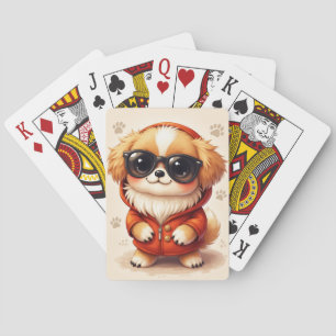 Rolig Pekingeser Kawaii Hund Casinokort