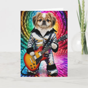 Rolig Pekingeser Rockstjärna Kort