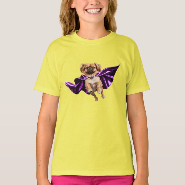 Rolig Pekingeser Superhjälte Barn T-Shirt (Framsida)