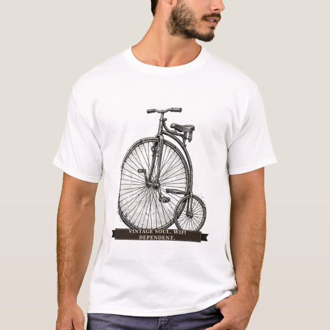 Rolig Penny Farthing-cykel T Shirt (Framsida)