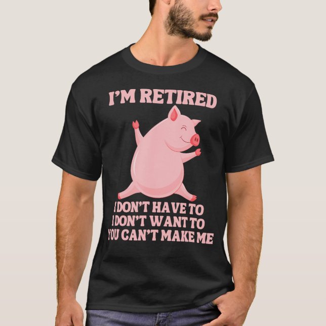 Rolig Pensionerad Svinbonde Dansar Gris T Shirt (Framsida)