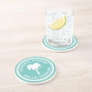 Rolig pensions coaster med palmlogo underlägg
