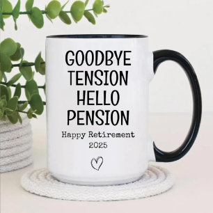 Rolig pensionsavsked Tension Svart Font Design Två-Tonad Mugg
