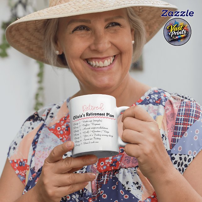 Rolig pensionsmugg med anpassat namn Pensionsplan Mugg (Funny Retirement Mug Custom Name Retired Plan)