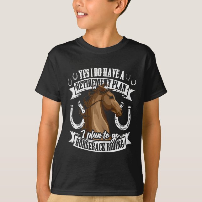 Rolig pensionsplan för häst ridning Equestrian  T Shirt (Framsida)