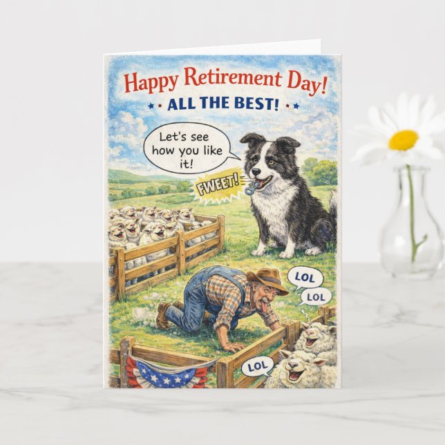 Rolig pensionspresent åt fårhund rolig kortbeskriv kort (Liten växt)