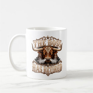 Rolig pensionspresent till boss vintage västern lo kaffemugg