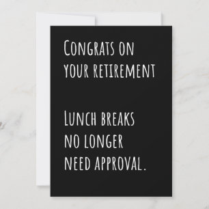 Rolig pensionssarkastisk gratulationskort tack kort