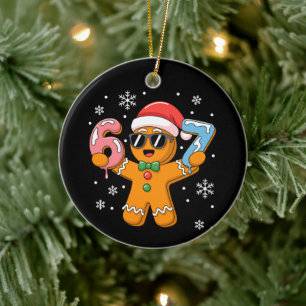 Rolig Pepparkakor Sex Sju 67 Glass Dropp Jul Julgransprydnad Keramik