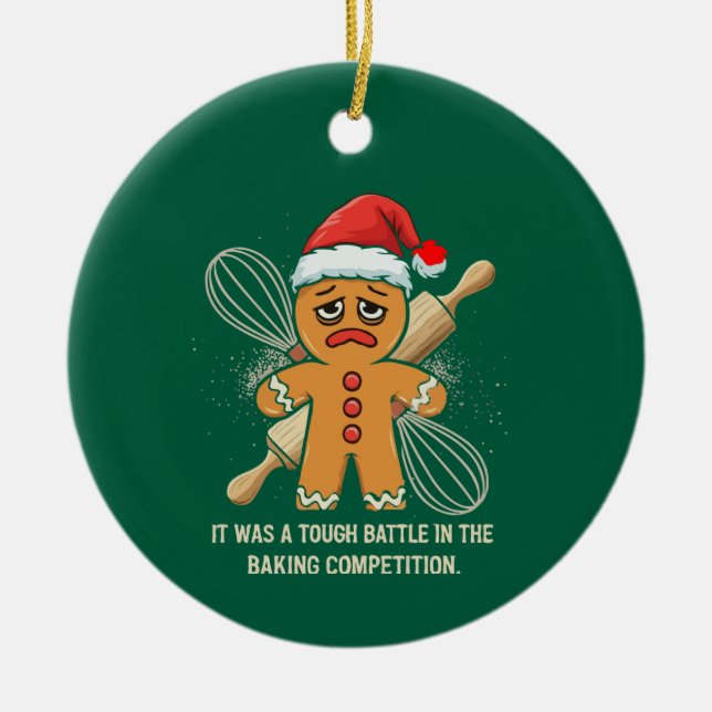 Rolig Pepparkaksgubbe "Tuff Bakstrid" Julgransprydnad Keramik (Framsidan)