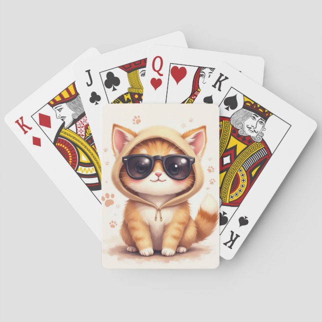 Rolig persisk Kawaii katt Casinokort (Baksidan)