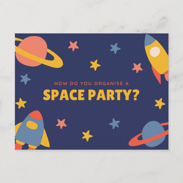 Rolig Personlig - Blå Illustrerad Planet Vykort (Framsida)