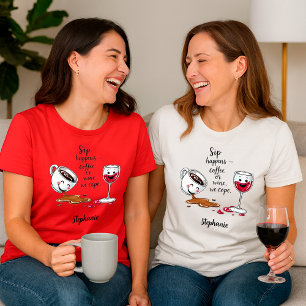 Rolig Personlig Coffee & Vin Älskare T Shirt