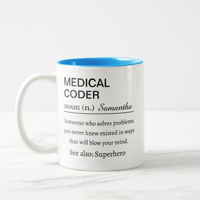 Rolig Personlig Definition av Medicinsk Kodare Två-Tonad Mugg (Vänster)