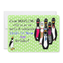 Rolig personlig för pingvinbowlingfödelsedagsfest