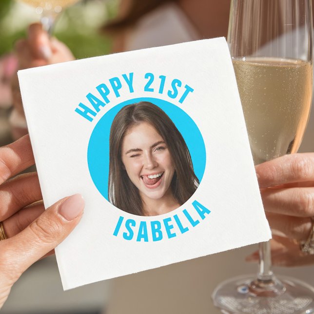 Rolig Personlig Foto Glad 21-årsdag Pappersservett (Skapare uppladdad)