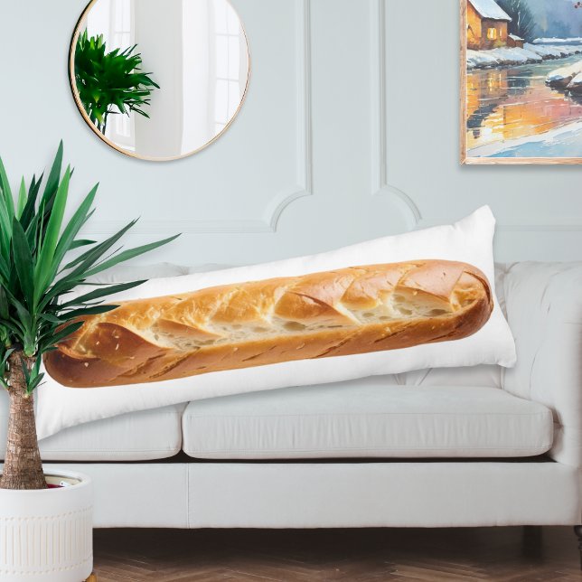 Rolig Personlig Fransk Brödsticka Baguette Kroppskudde (A long length body pillow with French baguette picture on one side, your own custom text on the back)