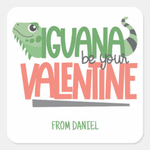 Rolig Personlig Iguana Alla Hjärtans Dag Fyrkantigt Klistermärke