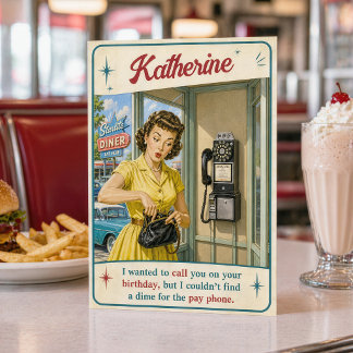 Rolig Personlig Retro Födelsedags Skämt Betaltelef Kort
