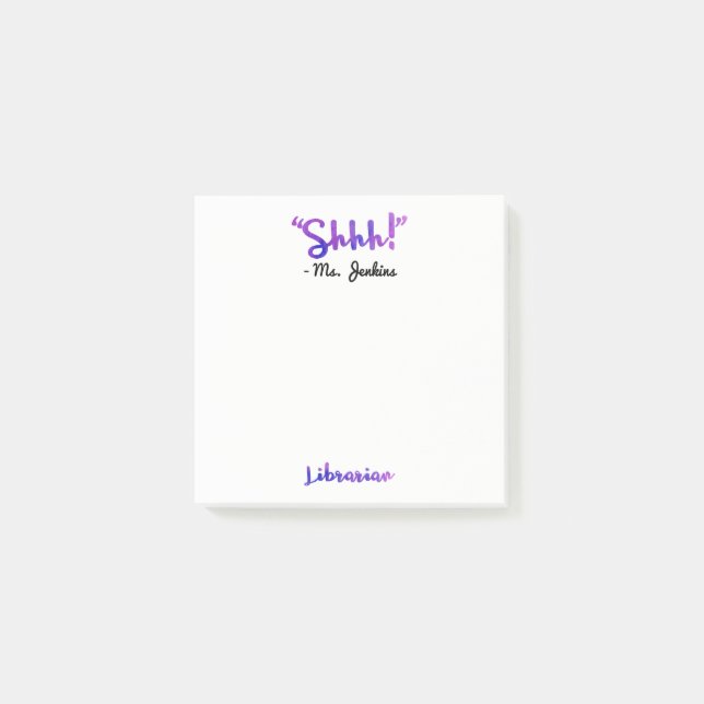 Rolig personlig Shhh! Skola Post-it Block (Framsida)